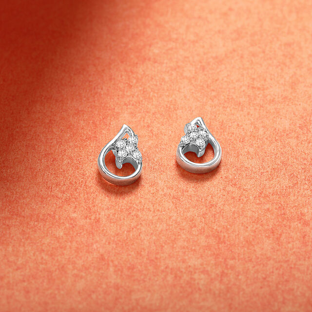 Intricate Teardrop Silver Stud Earrings,,hi-res image number null
