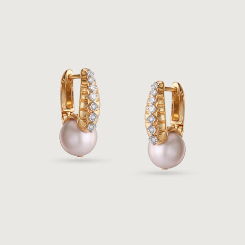 Pearl Forever Diamond & Gold Hoop Earrings