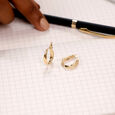 Twisted Oval Gold Hoop Earrings,,hi-res view 1
