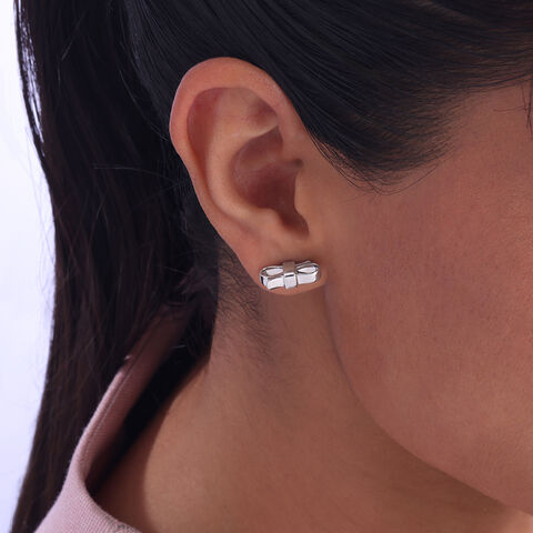 Minimal Bow Silver Stud Earrings