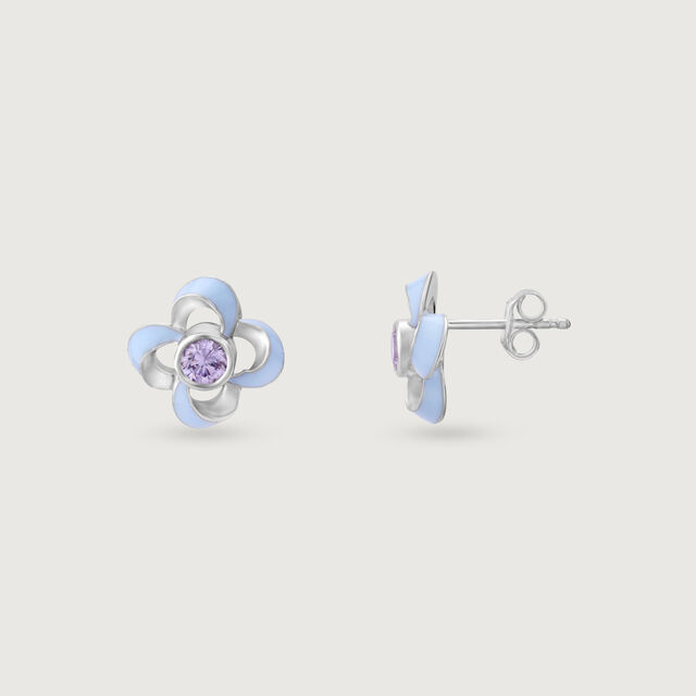 Sky Bloom Silver Stud Earrings,,hi-res image number null