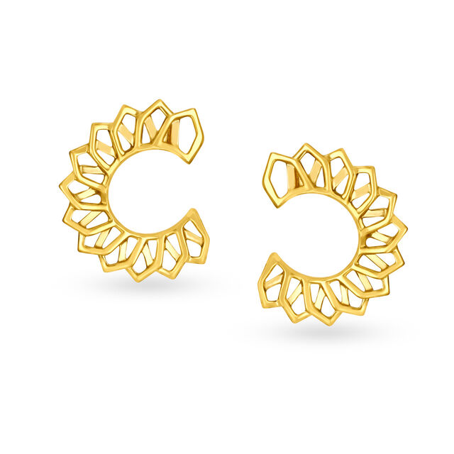 Mia by Tanishq 14KT Yellow Gold Hoop Earrings with Openwork And Floral Design,,hi-res view 1