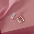 Sleek Edge Gold & Diamond Hoop Earrings,,hi-res view 1