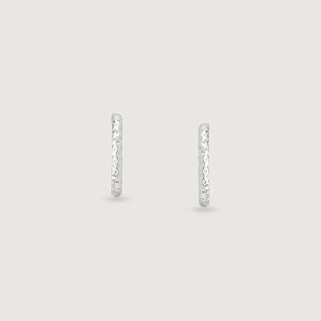 Hammered Luster Silver Hoop Earrings,,hi-res image number null