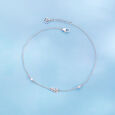 Soft Leafy Silver Anklet,,hi-res view 1