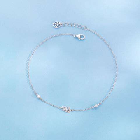 Soft Leafy Silver Anklet