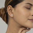 Basketry Shine Gold and Diamond Stud Earrings,,hi-res view 2