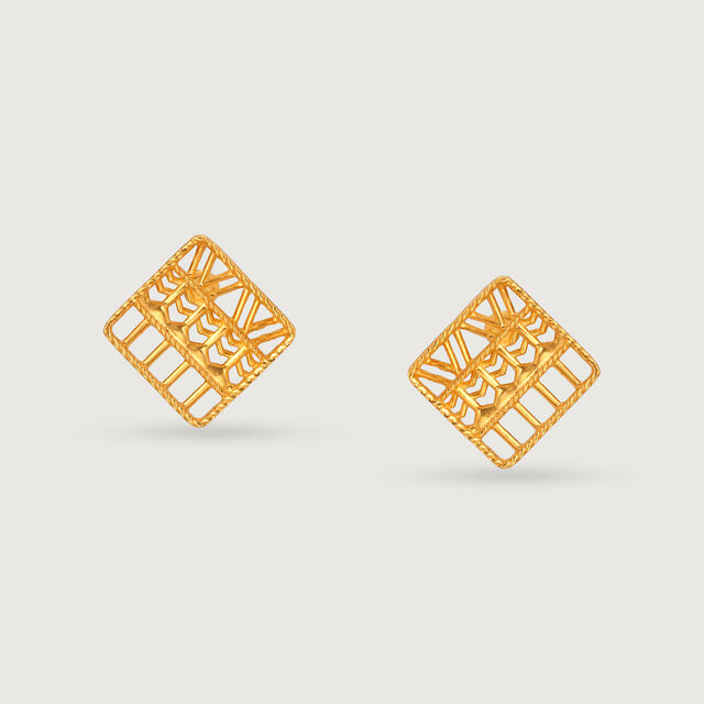 Warli Folklore 22KT Gold Stud Earrings,,hi-res image number null