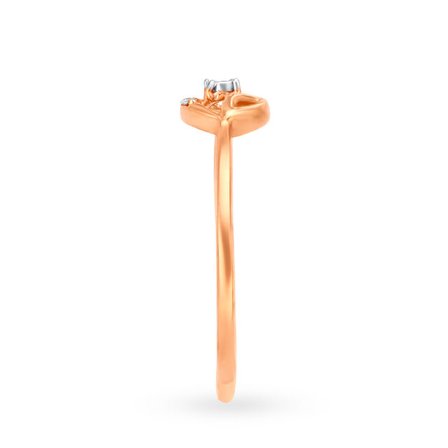 Charming 18 Karat Rose Gold And Diamond Leaf Finger Ring,,hi-res view 3