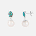 Turquoise Pearl Silver Drop Earrings,,hi-res view 4