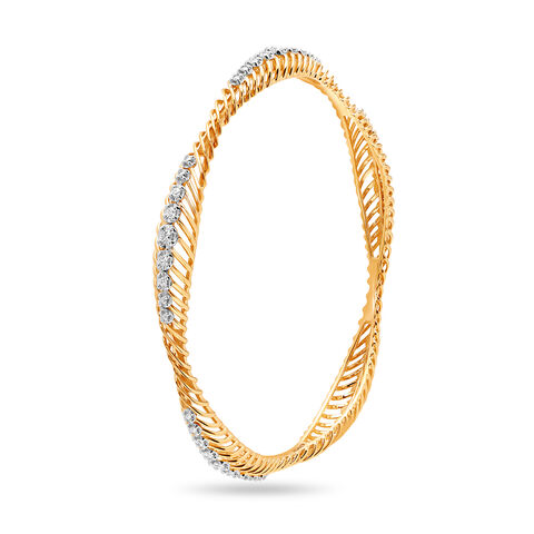 14kt Yellow Gold Slant Line Bangle