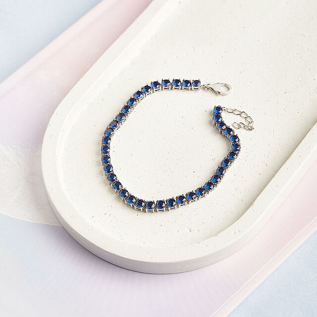 Deep Blue Bling Silver Bracelet,,hi-res image number null