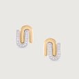 Intertwined Bonds Gold & Diamond Stud Earrings,,hi-res view 3