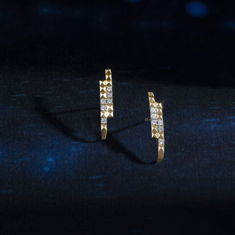 Sequin Glow Gold & Diamond Stud Earrings