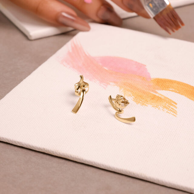 Sculpted Twist Gold Stud Earrings,,hi-res image number null