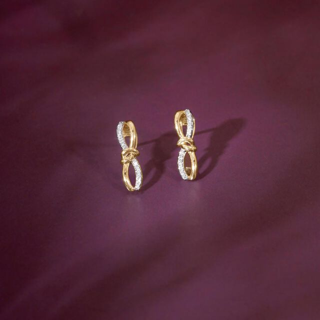 Graceful Knot Diamond Stud Earrings,,hi-res image number null
