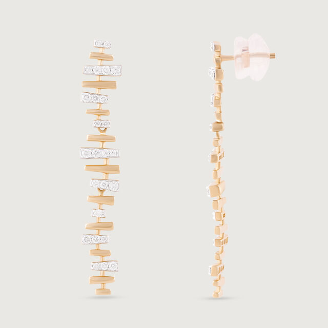 Disco Rhythm Gold & Diamond Drop Earrings,,hi-res image number null