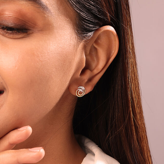 Enso Aura 14 Kt Gold & Diamond Stud Earrings,,hi-res image number null