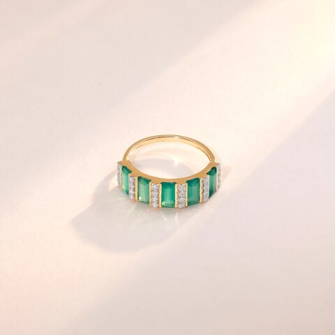 Sleek Alternating Green Onyx Ring