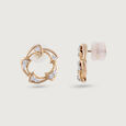 Elegant Floral Gold & Diamond Stud Earrings,,hi-res view 4