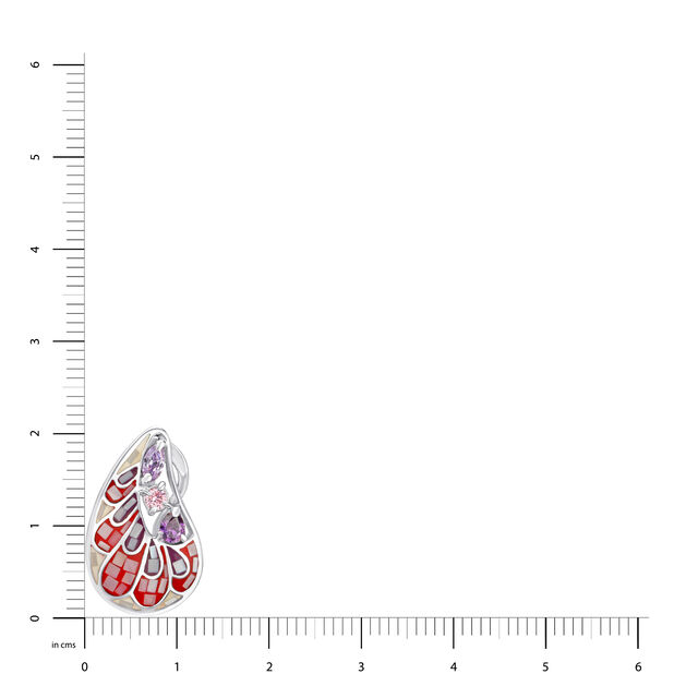 Silver Stud Earrings For Women In Multi-Coloured Open Polki Design With French Back Closure,,hi-res view 4