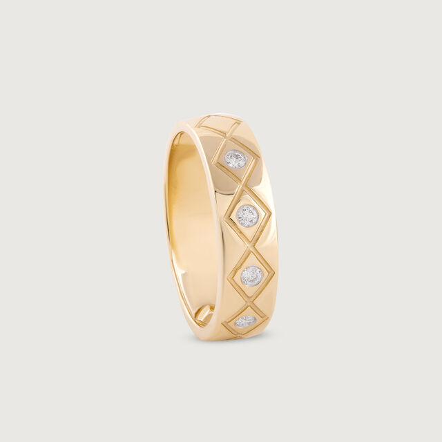 Grided Glitz Gold & Diamond Finger Ring for Men,,hi-res image number null