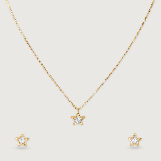 Stellar Sparkle 14Kt Gold Necklace Set,,hi-res image number null