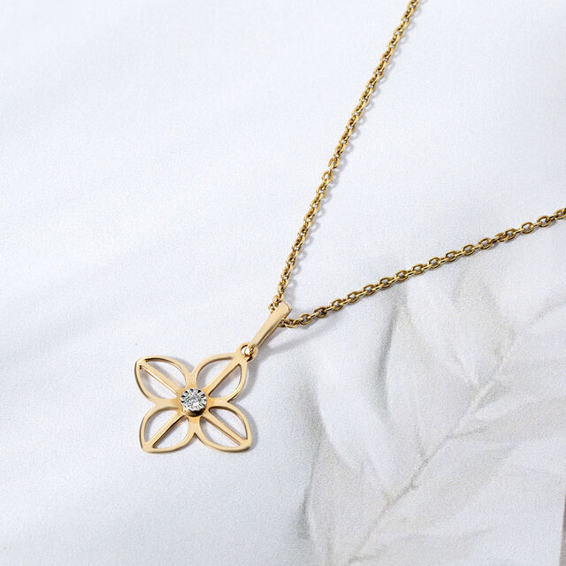 Elegant Floral Gold & Diamond Pendant,,hi-res image number null