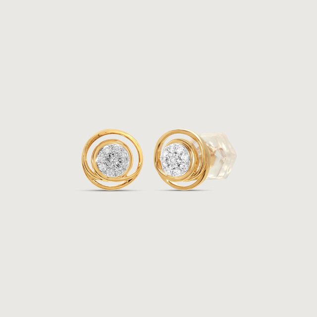 Dotted Shine Diamond Stud Earrings,,hi-res image number null