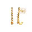 14kt Yellow Gold Diamond Hoop Earrings,,hi-res view 3