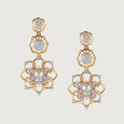 Crochet Sparkle Gold and Diamond Drop Earrings,,hi-res view 3