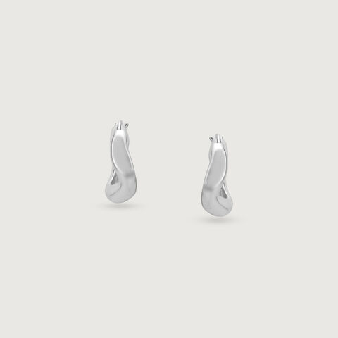 Sculpted Flow Silver Hoop Earrings