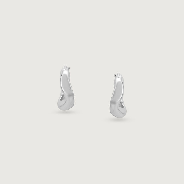 Sculpted Flow Silver Hoop Earrings,,hi-res image number null