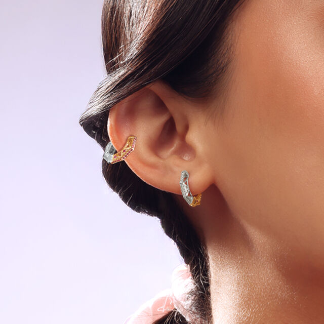 Dual Radiance Ruby & Diamond Hoop Earrings,,hi-res image number null