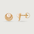 Radiant Halo 18KT Gold & Pearl Stud Earrings,,hi-res view 4