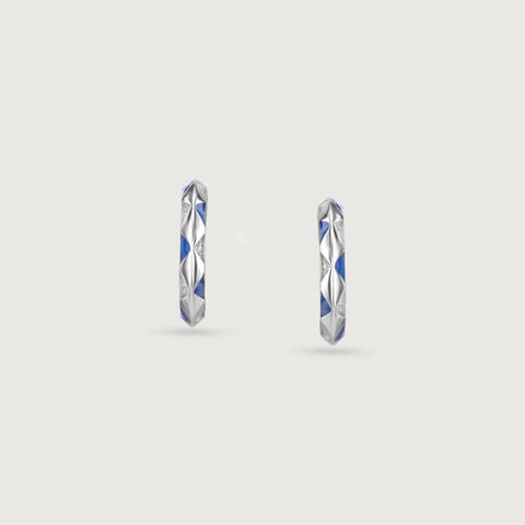 Edgy Mosaic Silver Hoops Earrings