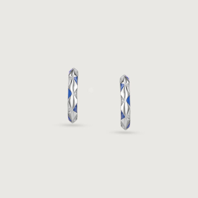 Edgy Mosaic Silver Hoops Earrings,,hi-res image number null