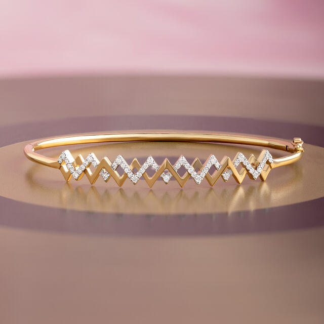Rhythmic Twist Gold & Diamond Bangle,,hi-res image number null