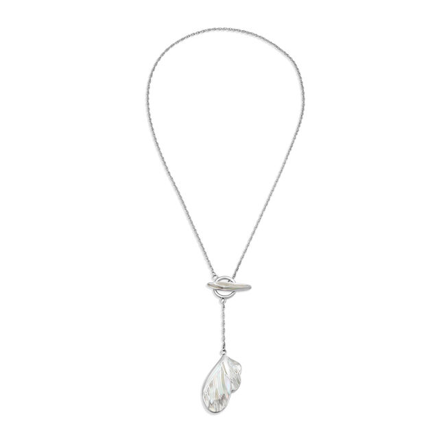 Silver Pearl Pendant And Chain,,hi-res image number null