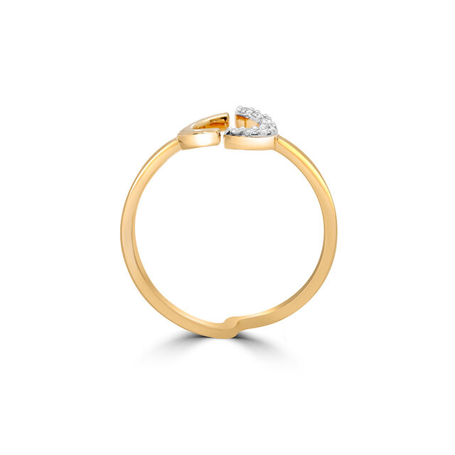14KT Adjustable Golden Crescent Diamond Finger Ring,,hi-res image number null