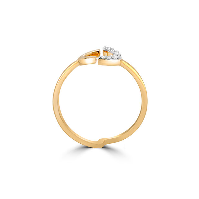 14KT Adjustable Golden Crescent Diamond Finger Ring,,hi-res view 4