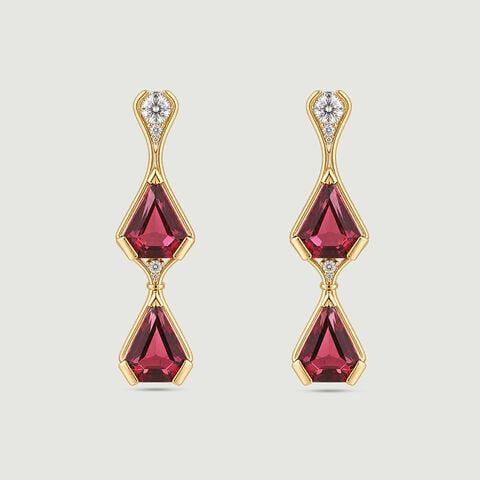 Vibrant Geometric Garnet Drop Earrings
