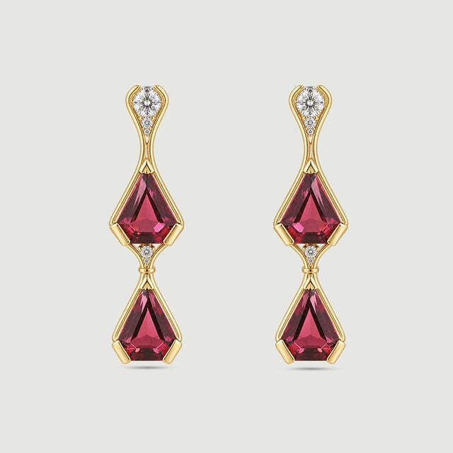 Vibrant Geometric Garnet Drop Earrings,,hi-res image number null