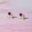 Radiant Spiral Ruby & Diamond Stud Earrings,,hi-res view 1