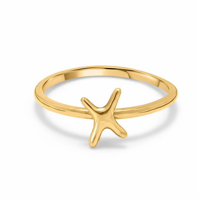 Letter X 14KT Yellow Gold Initial Ring,,hi-res image number null