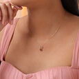 Winged Heart 14KT Gold, Diamond & Pink Garnet Necklace,,hi-res view 2