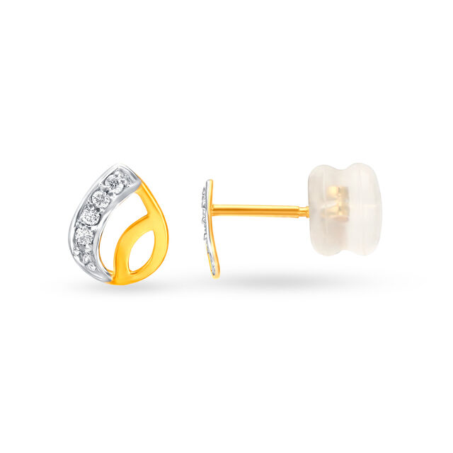 Delicate 18 Karat Yellow Gold And Diamond Studs,,hi-res view 2