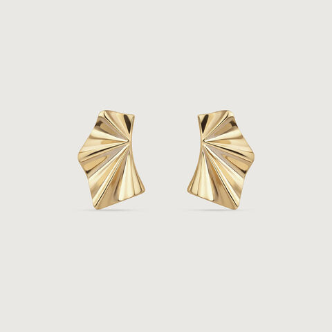Radiant Fold Gold Stud Earrings