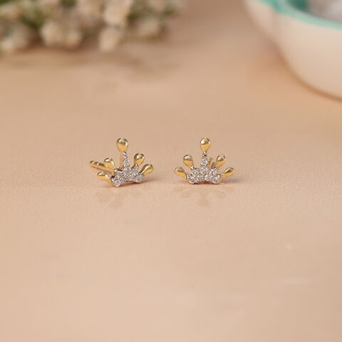 Regal Radiance 14KT Gold & Diamond Stud Earrings
