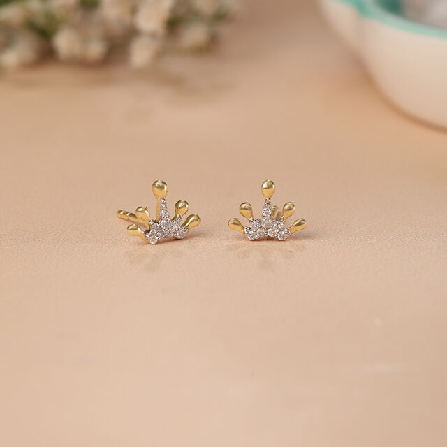 Regal Radiance 14KT Gold & Diamond Stud Earrings,,hi-res image number null